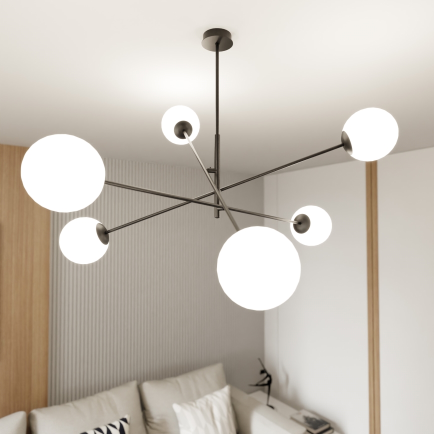 Candeeiro suspenso LINEAR 6xE14/10W/230V preto/branco