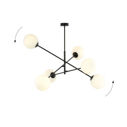 Candeeiro suspenso LINEAR 6xE14/10W/230V preto/branco