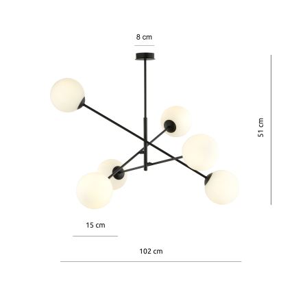 Candeeiro suspenso LINEAR 6xE14/10W/230V preto/branco