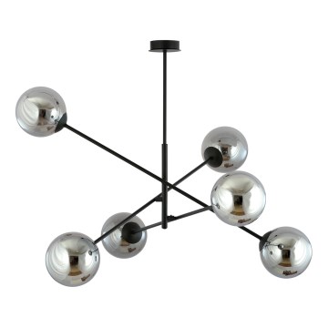 Candeeiro suspenso LINEAR 6xE14/10W/230V preto/cinzento