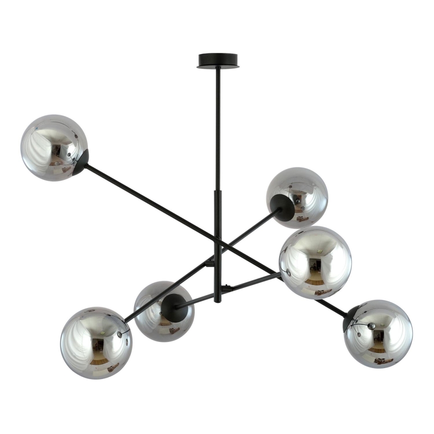 Candeeiro suspenso LINEAR 6xE14/10W/230V preto/cinzento
