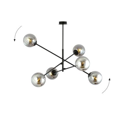 Candeeiro suspenso LINEAR 6xE14/10W/230V preto/cinzento
