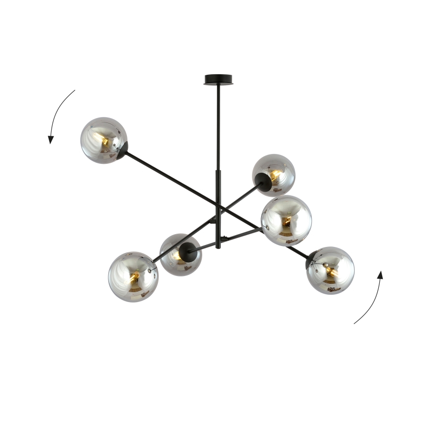 Candeeiro suspenso LINEAR 6xE14/10W/230V preto/cinzento