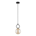 Candeeiro suspenso LISTER 1xE14/10W/230V preto/fumado bege