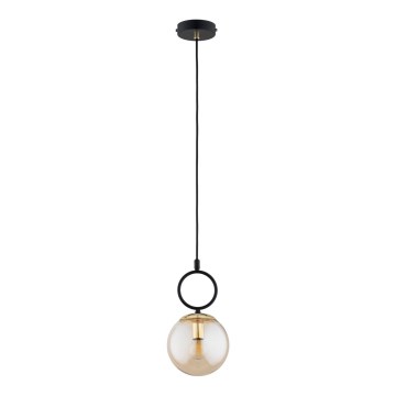 Candeeiro suspenso LISTER 1xE14/10W/230V preto/fumado bege