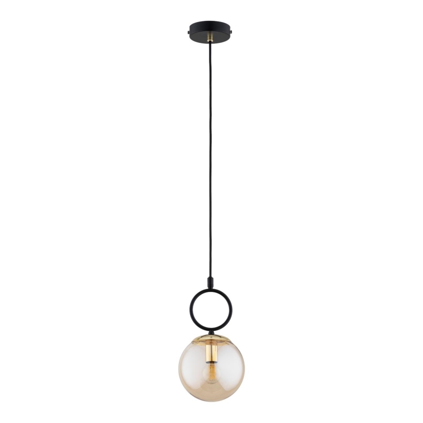 Candeeiro suspenso LISTER 1xE14/10W/230V preto/fumado bege