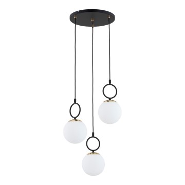Candeeiro suspenso LISTER 3xE14/10W/230V preto/branco