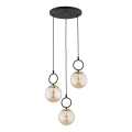 Candeeiro suspenso LISTER 3xE14/10W/230V preto/fumado bege