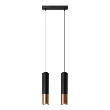 Candeeiro suspenso LOOPEZ 2xGU10/10W/230V preto/cobre