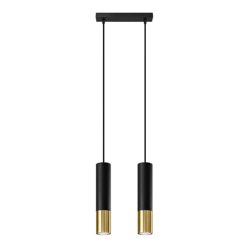 Candeeiro suspenso LOOPEZ 2xGU10/10W/230V preto/dourado