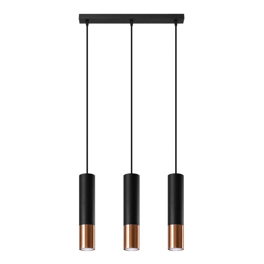 Candeeiro suspenso LOOPEZ 3xGU10/10W/230V preto/cobre