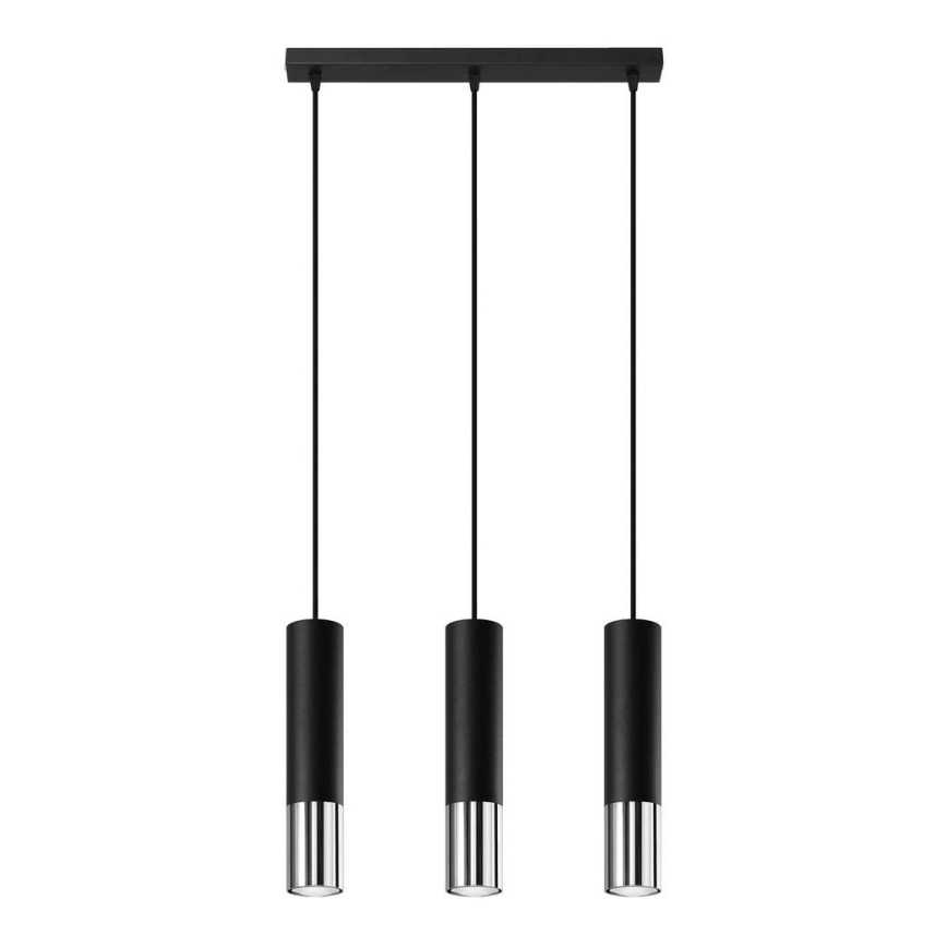 Candeeiro suspenso LOOPEZ 3xGU10/10W/230V preto/cromado brilhante