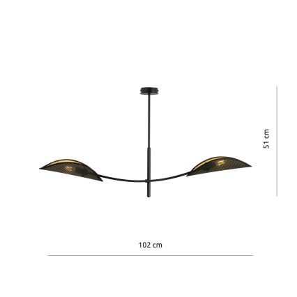 Candeeiro suspenso LOTUS 2xE14/10W/230V preto/dourado