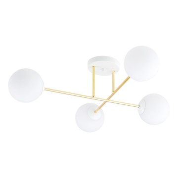 Candeeiro suspenso MAGNUM 4xE14/10W/230V branco/dourado