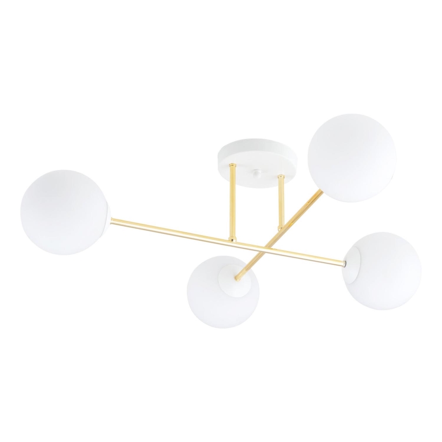 Candeeiro suspenso MAGNUM 4xE14/10W/230V branco/dourado