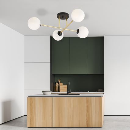 Candeeiro suspenso MAGNUM 4xE14/10W/230V branco/dourado/preto