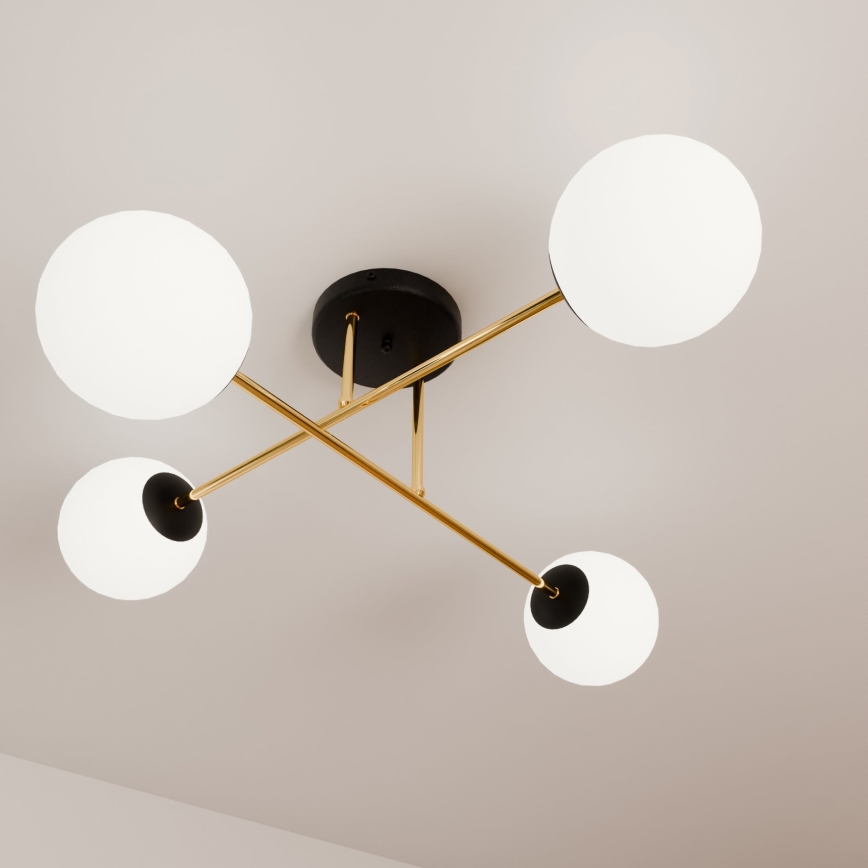 Candeeiro suspenso MAGNUM 4xE14/10W/230V branco/dourado/preto