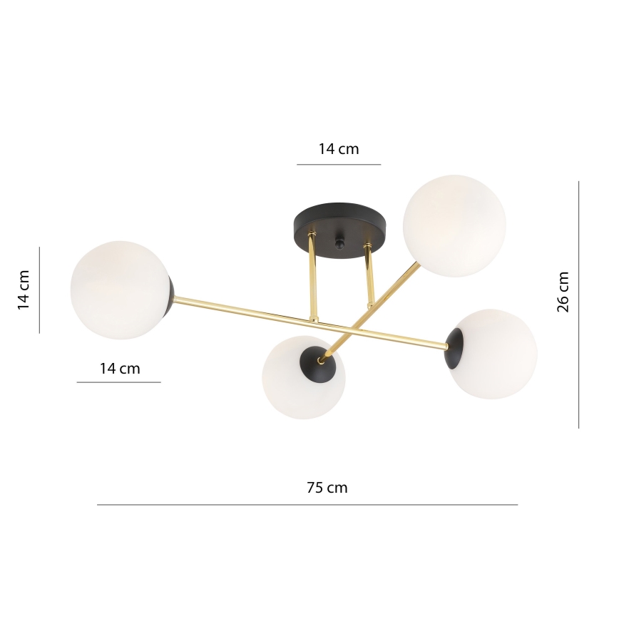Candeeiro suspenso MAGNUM 4xE14/10W/230V branco/dourado/preto