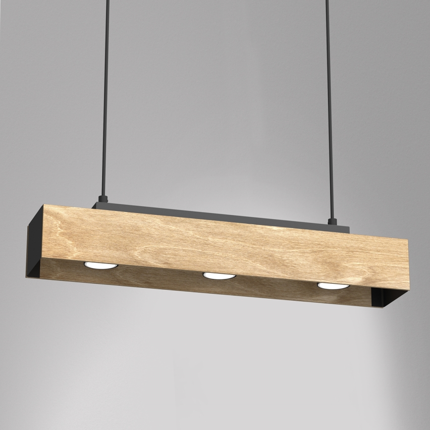 Candeeiro suspenso MAISON 3xGU10/8W/230V castanho/carvalho