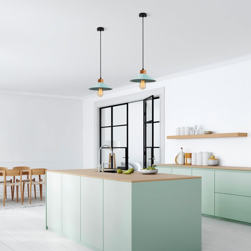 Candeeiro suspenso MANAVGAT 1xE27/40W/230V azul/castanho