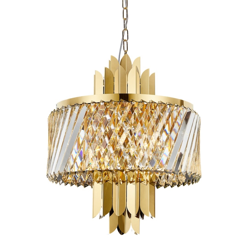 Candeeiro suspenso MARGOT 6xE14/40W/230V diâmetro 43 cm dourado
