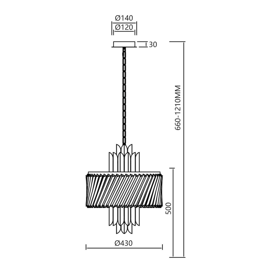 Candeeiro suspenso MARGOT 6xE14/40W/230V diâmetro 43 cm dourado