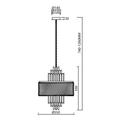 Candeeiro suspenso MARGOT 9xE14/40W/230V cromado mate