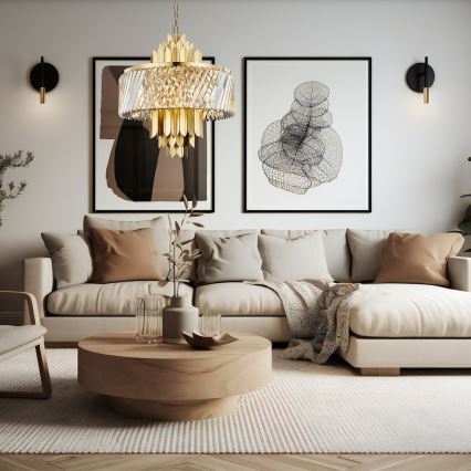 Candeeiro suspenso MARGOT 9xE14/40W/230V diâmetro 55 cm dourado