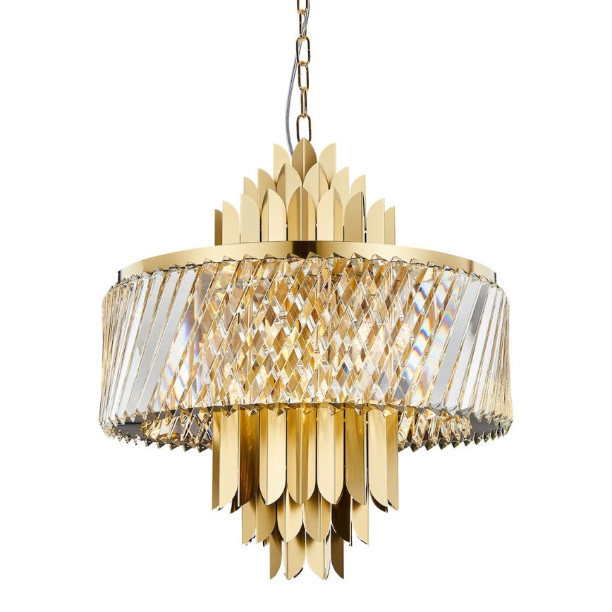 Candeeiro suspenso MARGOT 9xE14/40W/230V diâmetro 55 cm dourado