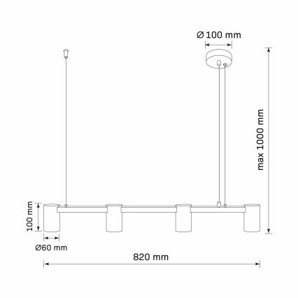 Candeeiro suspenso MARIBEL 4xGU10/10W/230V preto