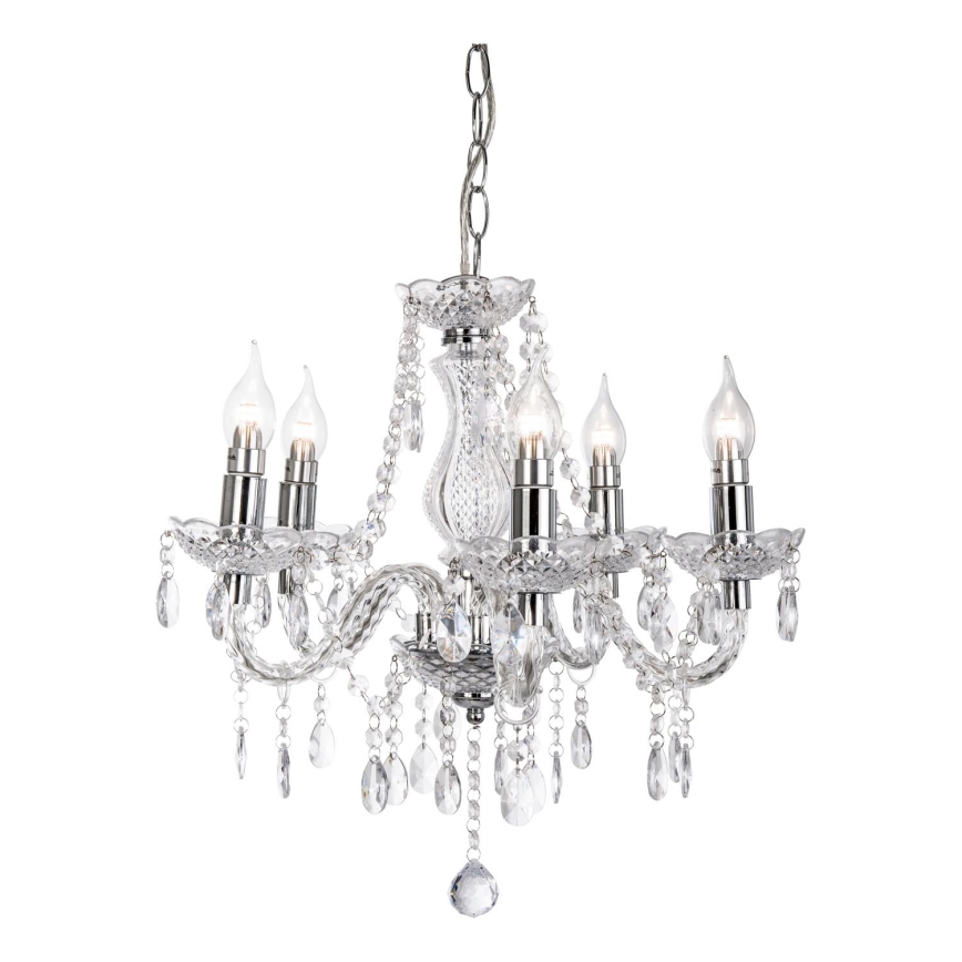 Candeeiro suspenso MARIE 5xE14/40W/230V cromado brilhante