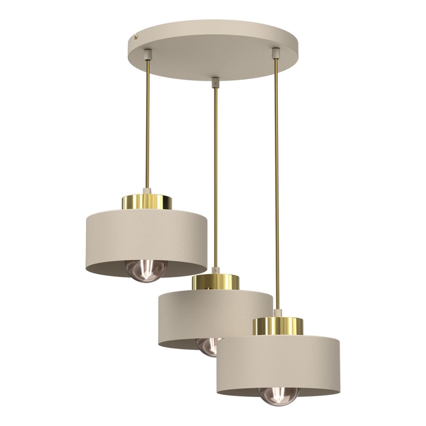 Candeeiro suspenso MARTI 3xE27/15W/230V bege/dourado