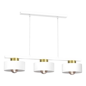 Candeeiro suspenso MARTI 3xE27/15W/230V branco/dourado