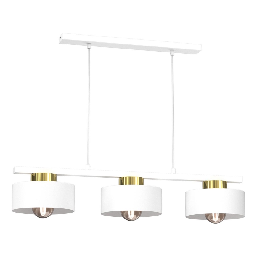 Candeeiro suspenso MARTI 3xE27/15W/230V branco/dourado