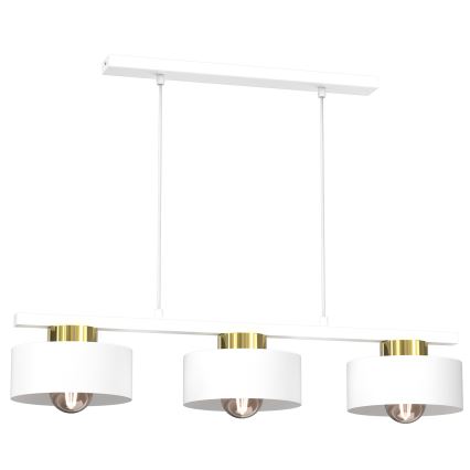 Candeeiro suspenso MARTI 3xE27/15W/230V branco/dourado