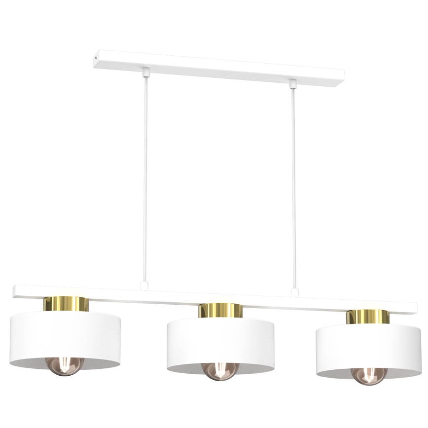 Candeeiro suspenso MARTI 3xE27/15W/230V branco/dourado