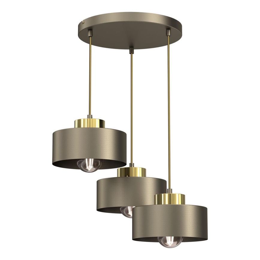 Candeeiro suspenso MARTI 3xE27/15W/230V latão/dourado