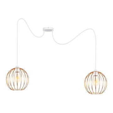 Candeeiro suspenso MATT 2xE27/60W/230V aranha branco/cobre