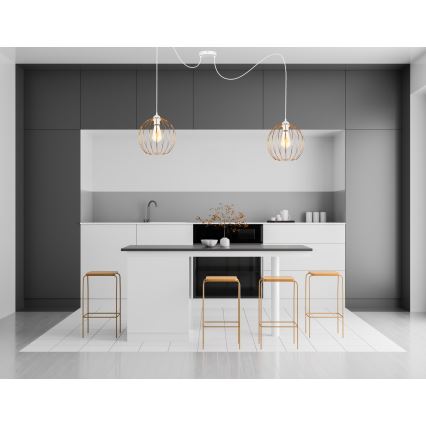 Candeeiro suspenso MATT 2xE27/60W/230V aranha branco/cobre