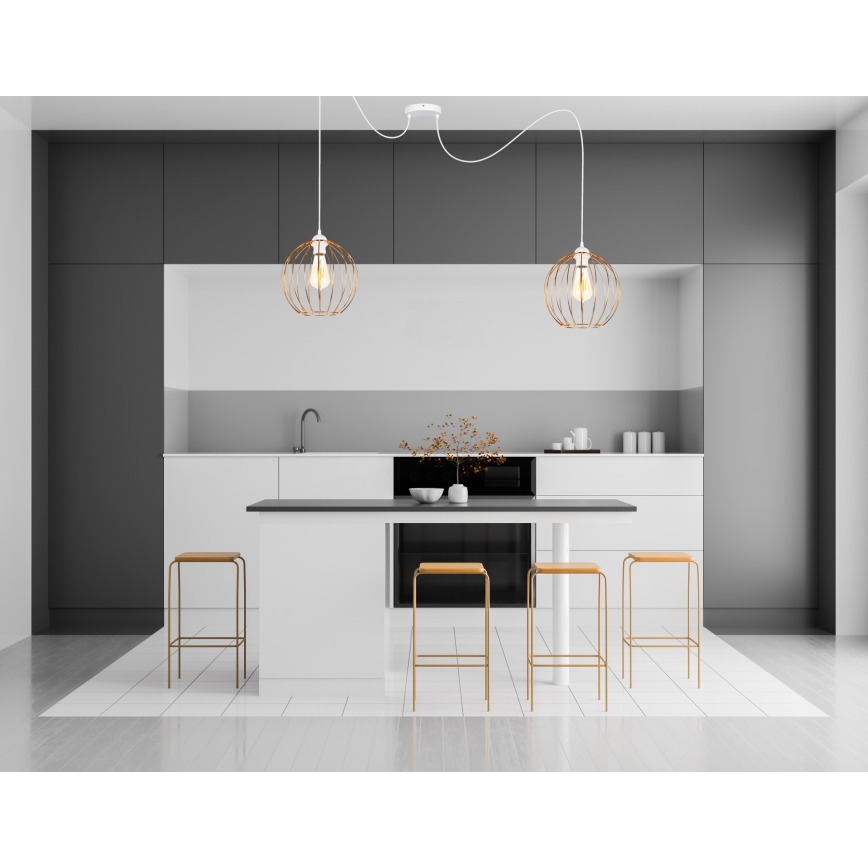Candeeiro suspenso MATT 2xE27/60W/230V aranha branco/cobre