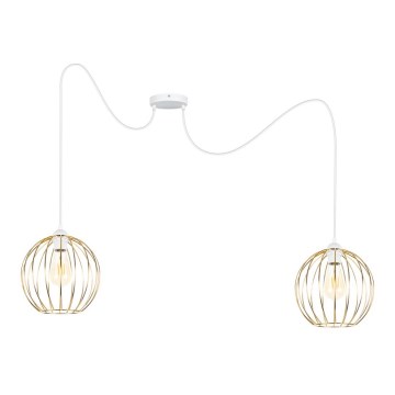 Candeeiro suspenso MATT 2xE27/60W/230V aranha branco/dourado
