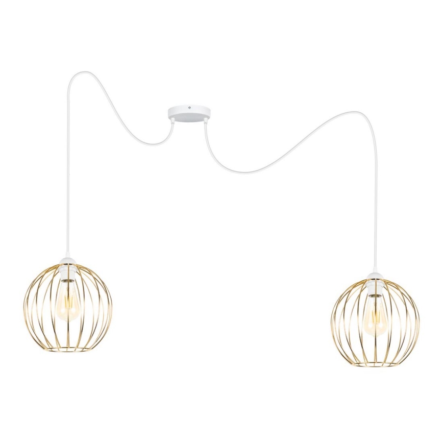 Candeeiro suspenso MATT 2xE27/60W/230V aranha branco/dourado