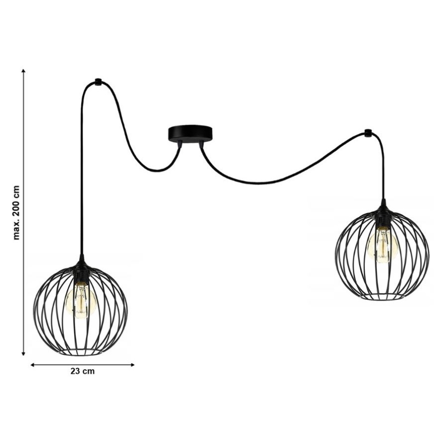 Candeeiro suspenso MATT 2xE27/60W/230V aranha