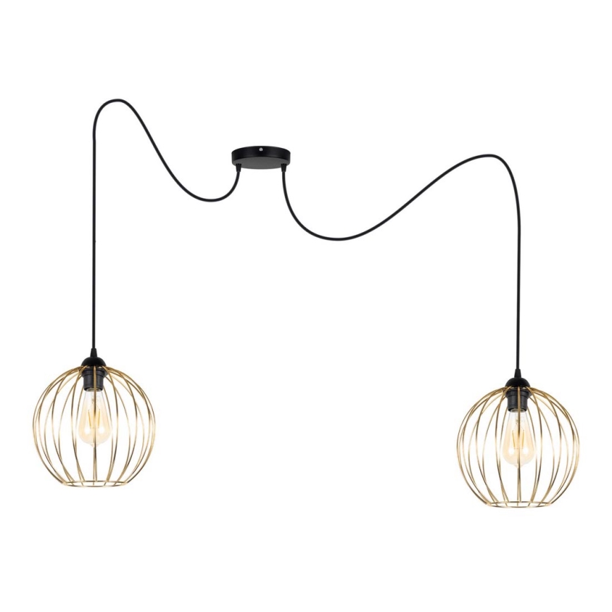 Candeeiro suspenso MATT 2xE27/60W/230V aranha preto/dourado