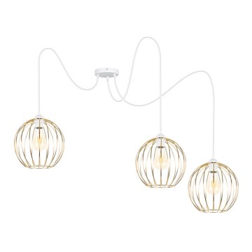 Candeeiro suspenso MATT 3xE27/60W/230V aranha branco/dourado