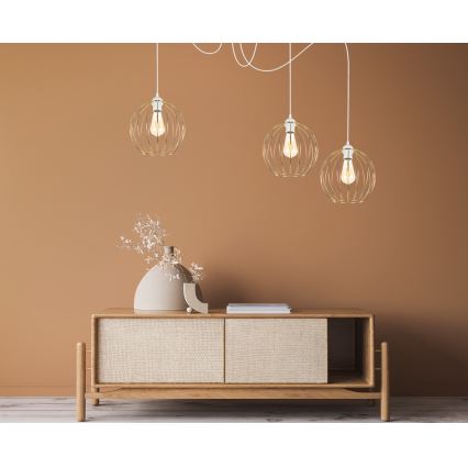 Candeeiro suspenso MATT 3xE27/60W/230V aranha branco/dourado
