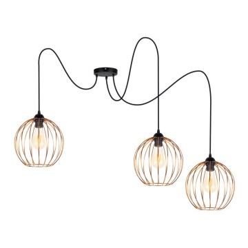 Candeeiro suspenso MATT 3xE27/60W/230V aranha preto/cobre