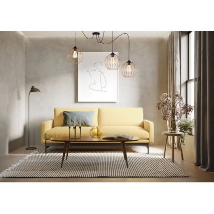 Candeeiro suspenso MATT 3xE27/60W/230V aranha preto/cobre