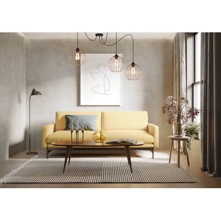 Candeeiro suspenso MATT 3xE27/60W/230V aranha preto/cobre