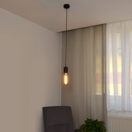 Candeeiro suspenso MELODY 1xE27/15W/230V preto